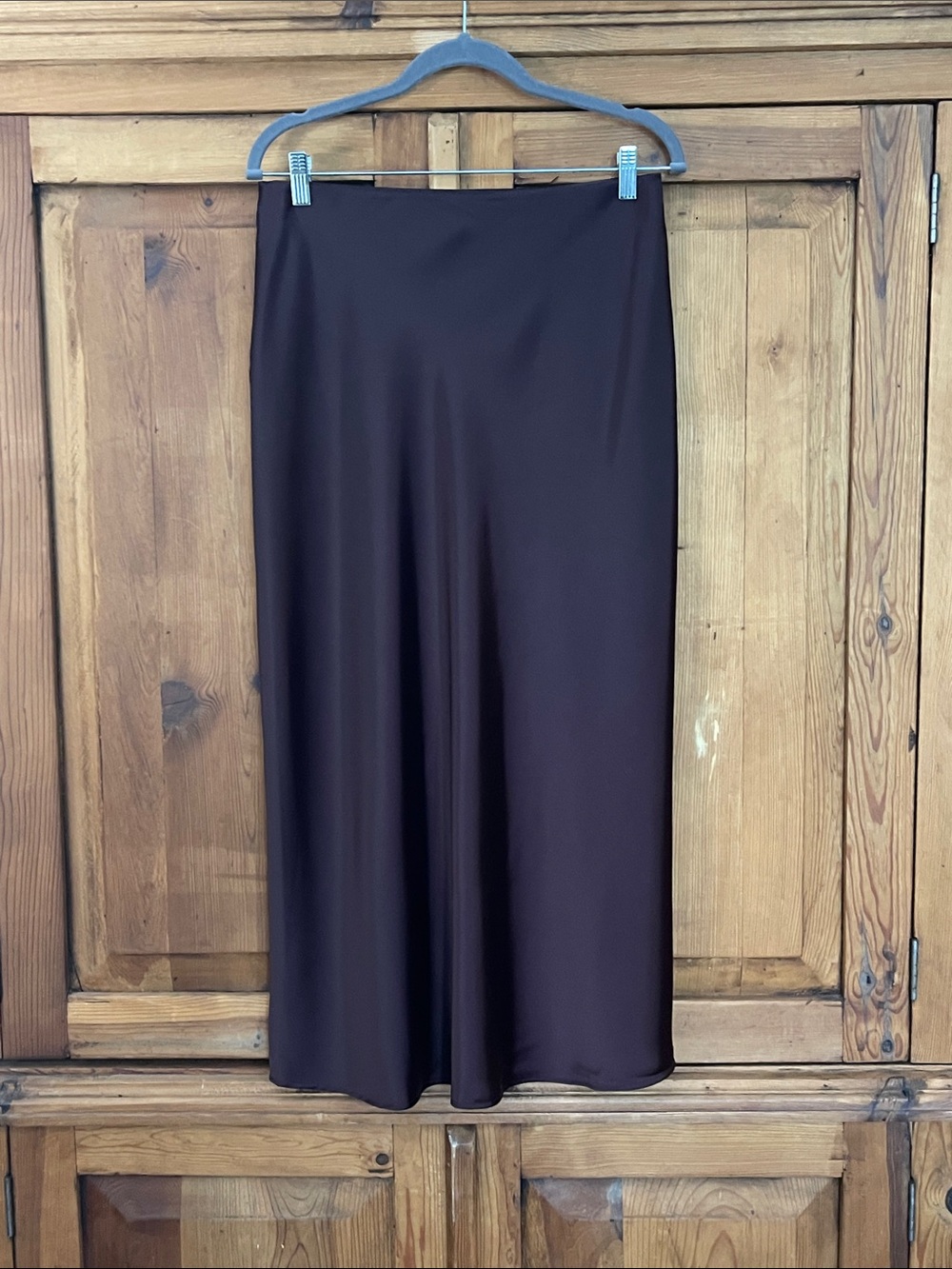 NWT Rachel Zoe Chocolate Brown/ Burgundy Maxi Slip Skirt Sz. S
